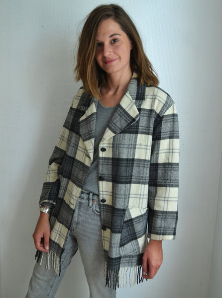 Veste Carreaux Franges