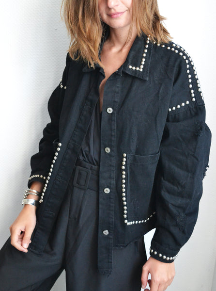 Veste Noire Cloutée