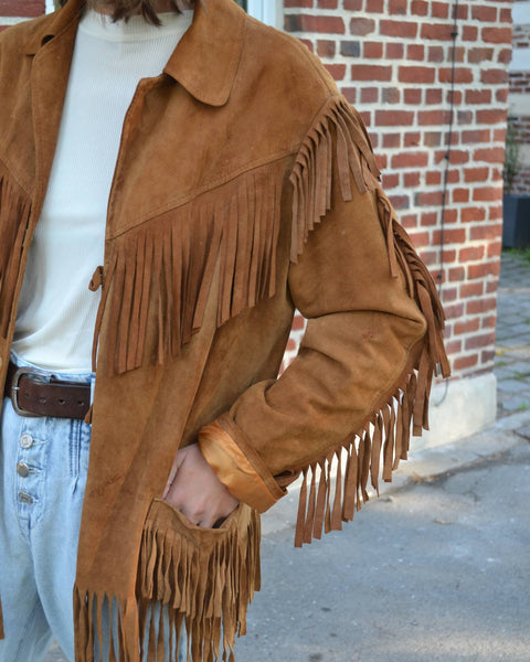 Veste en daim à franges Vintage