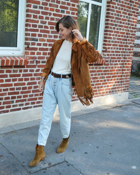 Veste en daim à franges Vintage