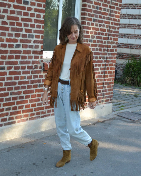 Veste en daim à franges Vintage