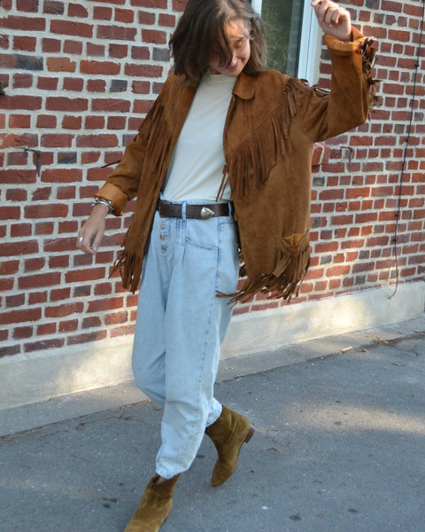 Veste en daim à franges Vintage
