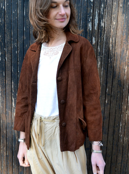 Veste en Daim Vintage Chocolat