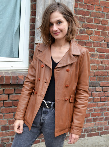 Veste en cuir Camel