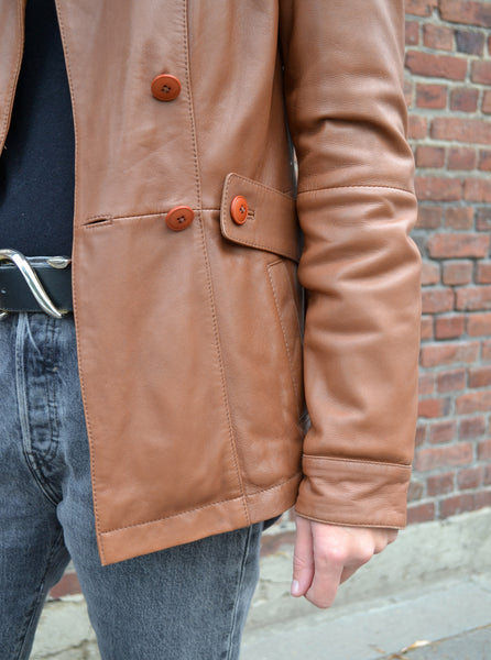 Veste en cuir Camel