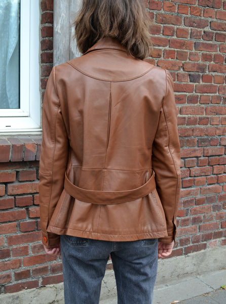 Veste en cuir Camel