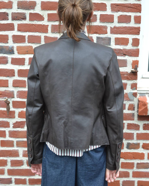 Veste en cuir Caroll Chocolat