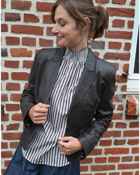 Veste en cuir Caroll Chocolat