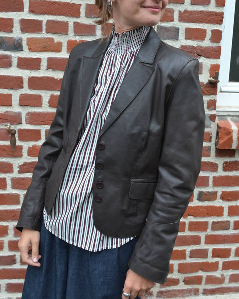 Veste en cuir Caroll Chocolat