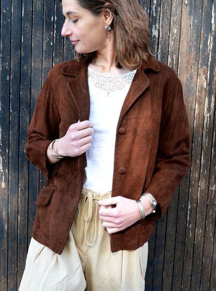 Veste en Daim Vintage Chocolat