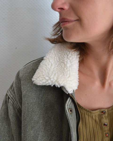 Veste en Jean Sherpa Kaki