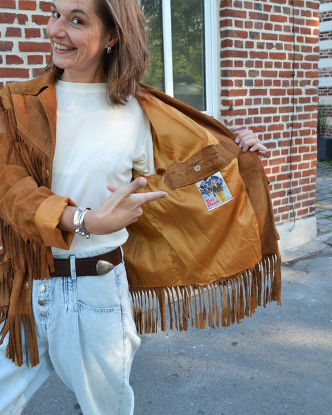 Veste en daim à franges Vintage