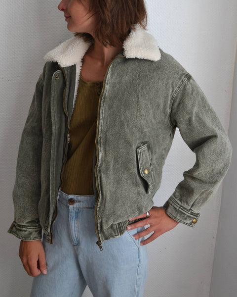 Veste en Jean Sherpa Kaki