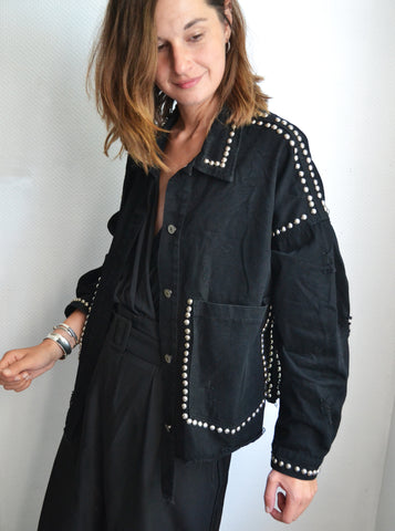 Veste Noire Cloutée
