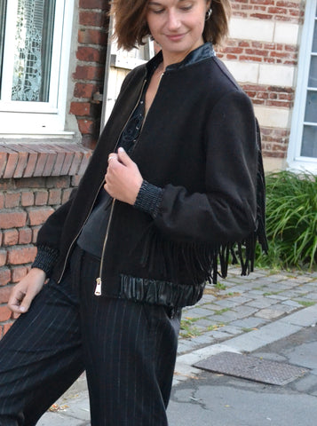 Veste Noire Franges