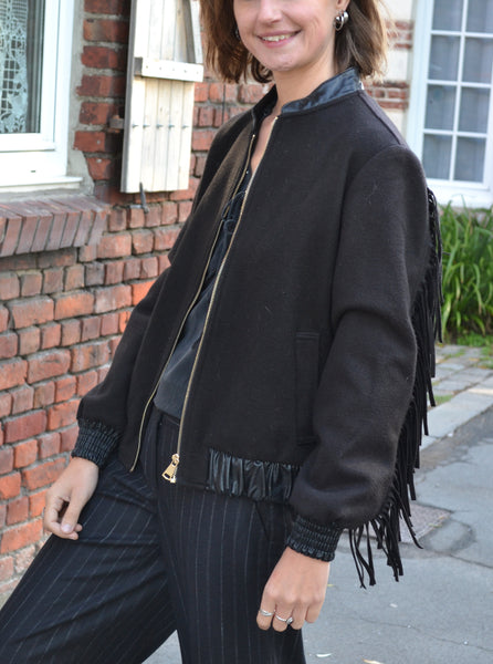 Veste Noire Franges