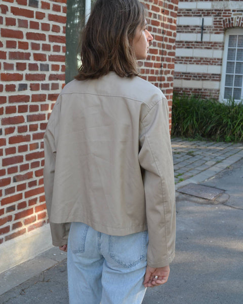 Veste Taupe col Côtelé