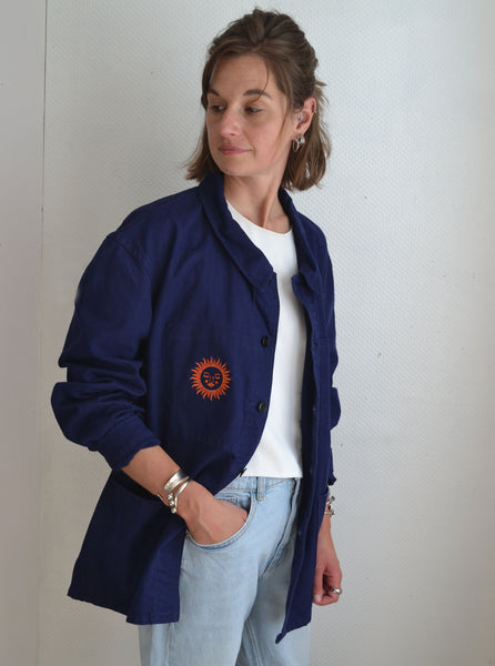 Veste Bleue de Travail Brodée