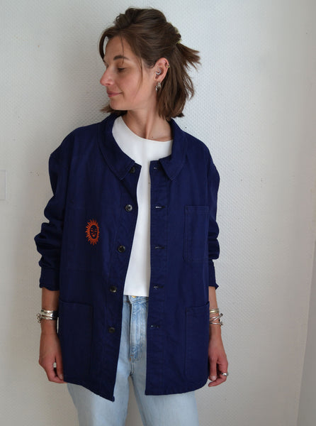 Veste Bleue de Travail Brodée