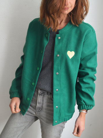 Veste bomber vert cœur