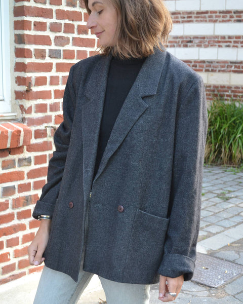 Veste Vintage Laine Vierge Gri